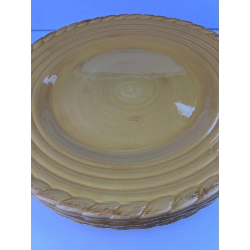 Artimino Tuscan Countryside Yellow Stoneware Charger Plate Twisted Rope Rim 2007